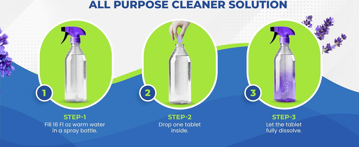 Multi Surface All Purpose Cleaning Tablets 24-Pack - Lavender Scented, Non-Toxic