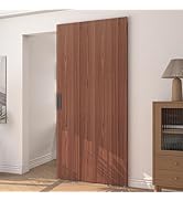 JUBEST 40"x86" Concealed Sliding Barn Door with Soft Close Hardware Kit, Brown Hidden Door for Op...
