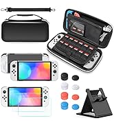 YUANHOT Accessories Bundle Compatible with Switch OLED Including Carrying Case Bag, Protective Ca...