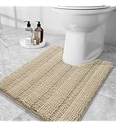 Grandaily Chenille Striped Toilet Rugs U-Shaped 24x20, Extra Soft and Absorbent Bathroom Rugs, No...