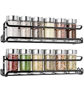 LUCYCAZ 2 Pack Wall Mounted Spice Rack with 8 Hooks, Spice Rack Organizer for Cabinet Pantry Door...