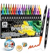 Kebuye Art Markers Pens Brush Tip - 36 Color Dual Brush Pen and Fine Tip Marker for Coloring Draw...
