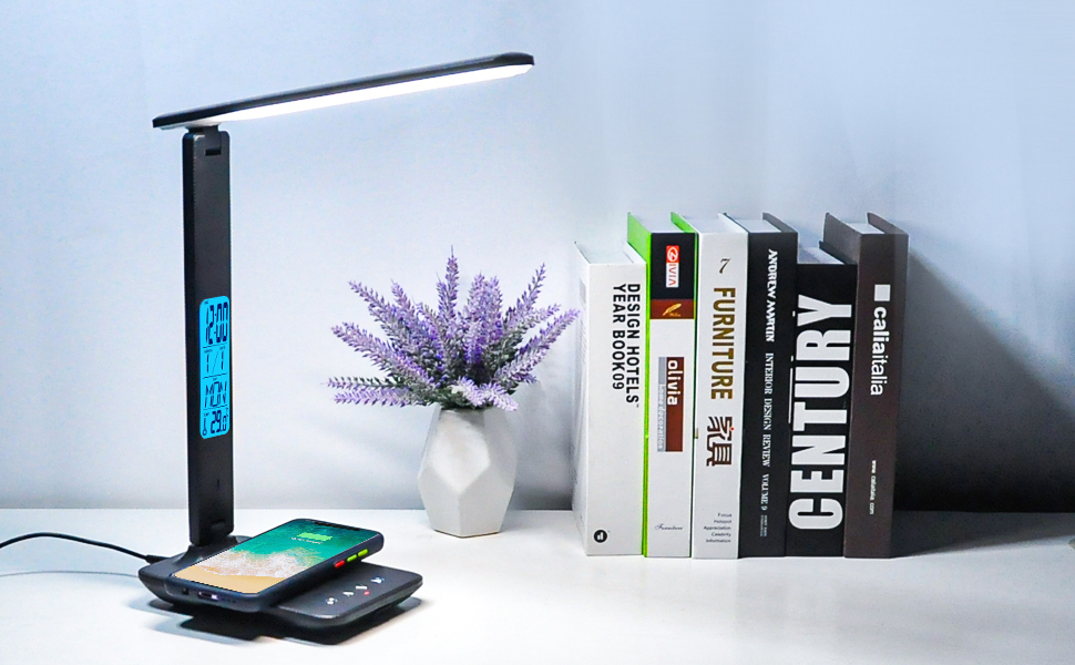 desk lamp office lamp study lamp reading lamp desk light wireless charger usb charging port black