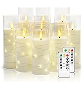Nimiko Flickering Flameless LED Candles,Battery Operated Candles 9 Pcs with Embedded Star String,...