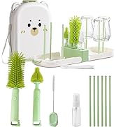 Travel Baby Bottle Cleaner Kit with Storage Case – 6-in-1 Compact Bottle Brush Set for Infant Fee...