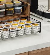 Homode Coffee Syrup Organizer Rack, 3-Tier 8 Bottles Syrup Stand with 35 K Cup Storage Drawer for...