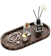 Oval Marble Bathroom Vanity Tray, Natural Luxury Marble Home Kitchen Bathroom Table Tray, Stone D...