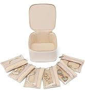 Vlando Travel Small Jewelry Case, Jewelry Travel Organizer with 6 Pcs Jewelry Bags Gifts for Chri...