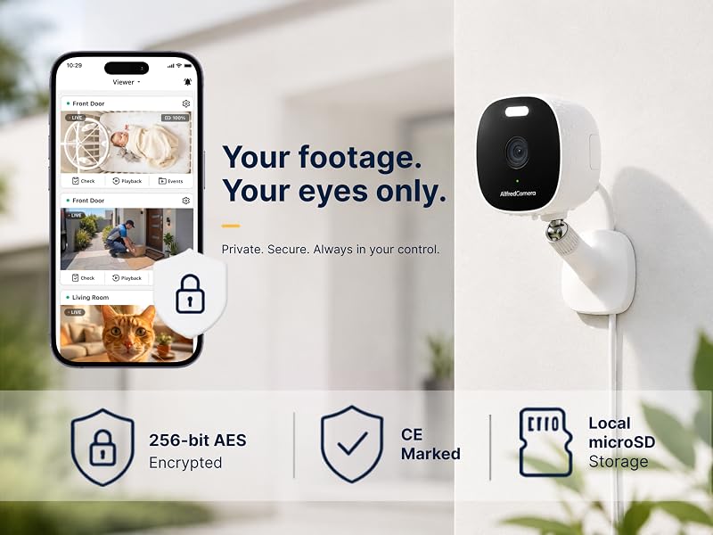 AlfredCam secure camera app with encrypted footage and local microSD stora