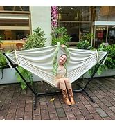 GOCAN Double Hammock 2 Person Large 220x150cm with Steel Stand and Removable Spreader bar Load 50...