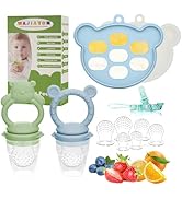 WAJIAYON Baby Breastmilk Popsicle Molds & Baby Fruit Feeder (4 Pack), Baby Food Freezer Tray Stor...
