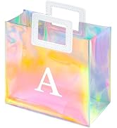 VUOJUR 8.3'' Holographic Letter Gift Bag for Women Girls Birthday Personalized Reusable Party Bag...