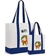 TAOZIM 2Pcs Canvas Tote Bag Bulk with Outer Pocket, 12oz Cotton Blank Canvas Tote Bags 19 x 14.6I...
