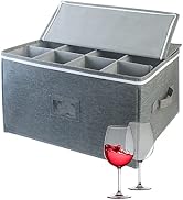Wine Glass Storage Cases, Stemware Storage Chest Boxes with Dividers, Glassware Storage Container...