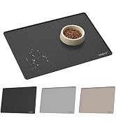 YINEYA Silicone Dog & Cat Food Mat Waterproof 18" x 12", Raised Edge Dog Bowl Mat for Food and Wa...