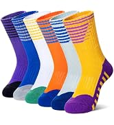 AMENLAN Kids Boys Athletic Socks Sport Basketball Crew Soft Cotton Breathable Youth Casual Socks ...