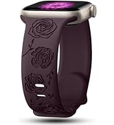 IKANFI Floral Engraved Bands Compatible with Apple Watch Band 41mm 40mm 38mm 49mm 45mm 44mm 42mm ...