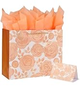 SUNCOLOR Large Gift Bag with Tissue Paper and Card, Rose Gold, Large 13W x 10.2H x 4.7D inches, f...
