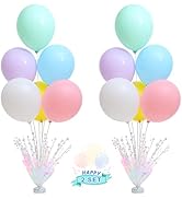 2 Set Pastel Birthday Decorations Rainbow Party Table Balloons Centerpiece Stand Kit for Girls Ba...