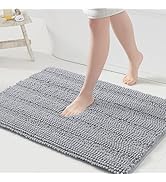 Grandaily Chenille Striped Bathroom Rugs 36x24, Extra Thick and Absorbent Bath Rugs, Non-Slip Sof...