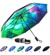 G4Free 42 Inch Windproof Travel Compact Umbrella for Rain & Sun, Double Canopy Umbrella with Refl...