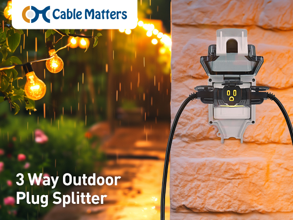 2-Pack 3 Way Outdoor Plug Splitter 15A 1875W