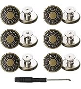 YouOKLight Buttons for Jeans,17 mm no-sew nailess Removable Metal Jeans Buttons Replacement Repai...