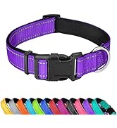 PWOD Reflective Dog Collar, Adjustable Soft Neoprene Padded Nylon Pet Collars with Buckle for Lar...