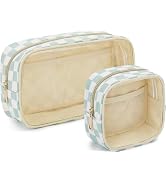 Fammart Clear Travel Makeup Bag for Women, TSA Approved Checkered Cosmetic Bag Make Up Car Organi...