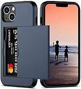 Nvollnoe for iPhone 14 Case with Card Holder Heavy Duty Protective Dual Layer Shockproof Hidden C...