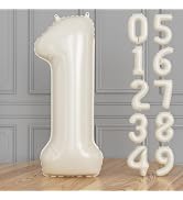 Adeyoo Cream Number 1 Balloons – 40 Inch Giant Foil Number Balloon, Light Cream Big Number Balloo...