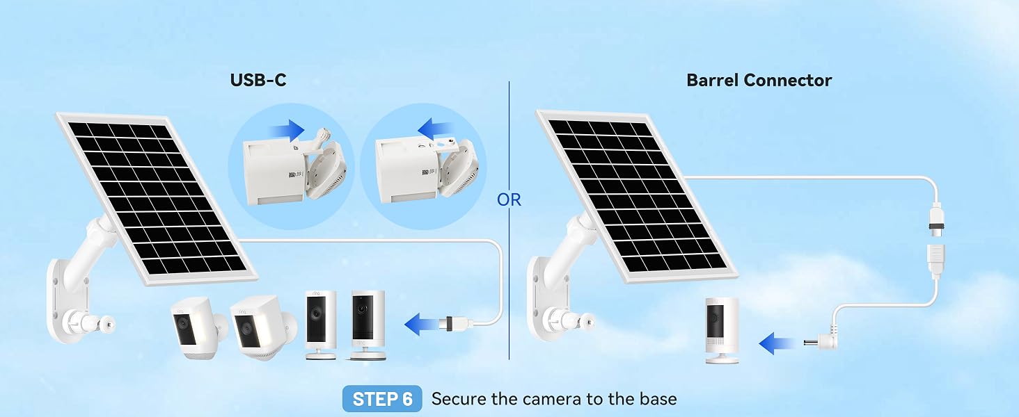 Solar Panel and 2-In-1 Wall Mount for Ring Cam
