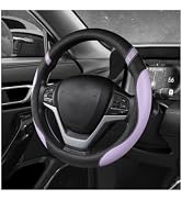 MUQIDA Car Steering Wheel Cover, 15 Inch Premium Leather Breathable Non-Slip Wheels Wrap, Univers...