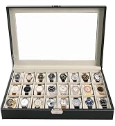 AMGSH Watch Box 24 Slot Elegant Portable Black Watch Collection Box Case jewelry Men & Women