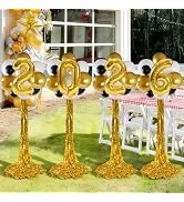 2026 Graduation Balloon Columns Kit – Set of 4 Standing Balloon Stands, Class of 2026 Decorations...