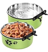 Dog Crate Water Bowl, ShineMe 54oz & 34oz Stainless Steel No Spill Crate Food and Water Bowl, Ken...