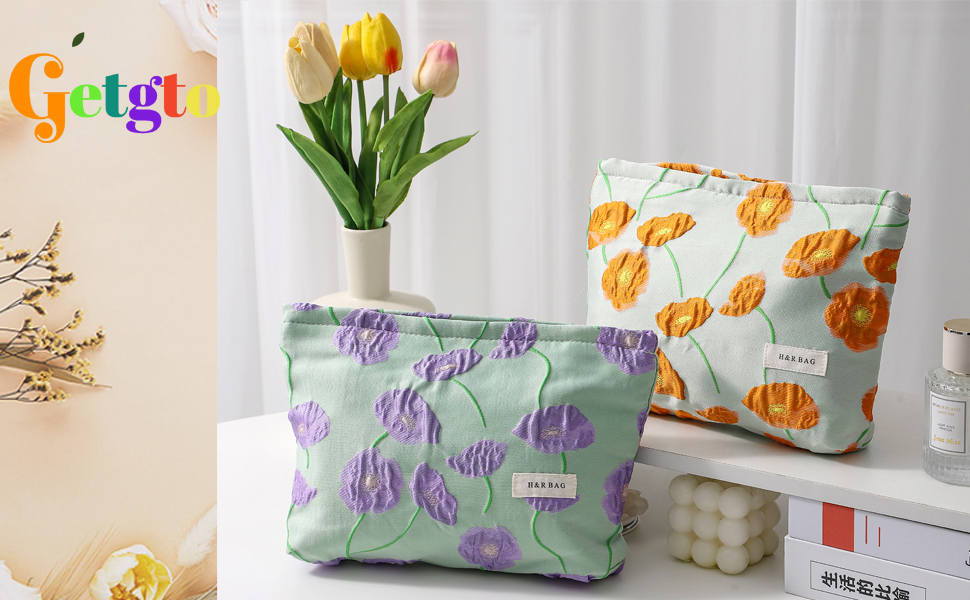 floral makeup bag