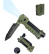 sayram Pocket Knife Flashlight Kydex Combo, Rechargeable Flashlight with Knife, EDC Flashlight Su...