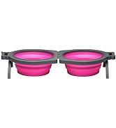Loving Pets - Bella Roma Double Diner Portable Travel Dog Bowls Collapsible Combined Dog Food & W...