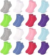 GENTABY 16 Pairs Toddler Socks for Girls Ankle Socks - Soft Low Cut No Show for Kids Aged 1-13