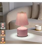 UMLAEN Small Cordless Table Lamp, Touch Lamps for Nightstand 3 Color Stepless Dimming, Metal Base...