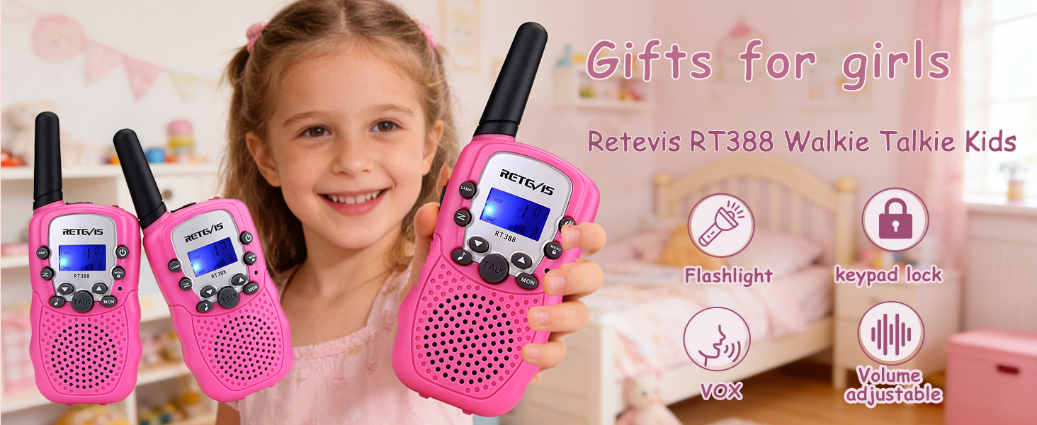 retevis kids walkie talkies 2 pack pink walkie talkies 4 6 8 year old girl gifts outdoor toys