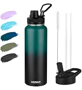 MEZMUT Insulated Water Bottle with Straw&2 Lids 40oz Stainless Steel Water Bottles Metal Water Bo...