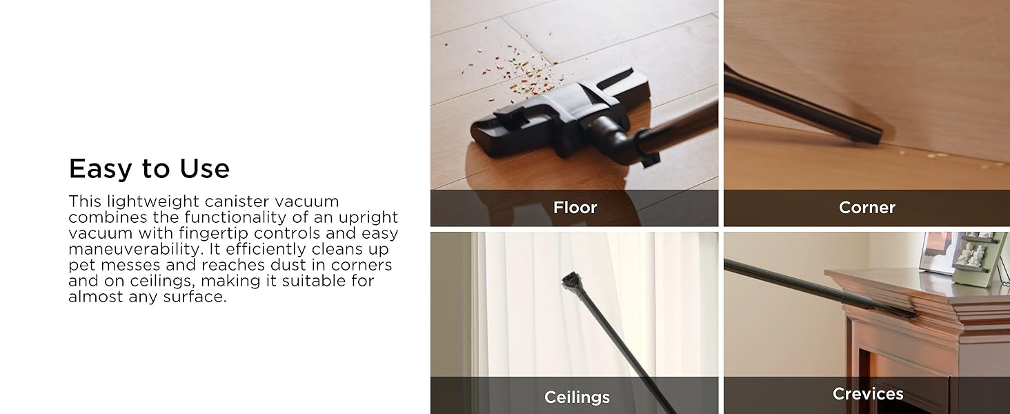 eureka Lightweight Canister Vacuum for Easy Cleaning