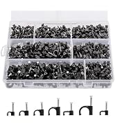 KOXXIAMOQ Cable Clips with Steel Nails, 700 Pcs Nail in Cable Clips, Black 4/5/6/8/10mm Cable Wir...