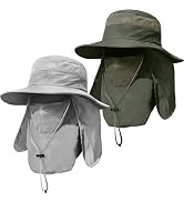 ZEXIAN 2 Pieces Men's Wide Brim Fishing Hat Outdoor UPF 50+ Sun Protection Removable Face and Nec...