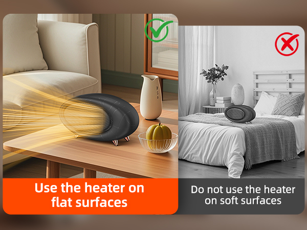 heater use on flat surface