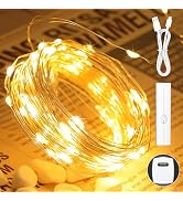 33FT Lipstick Rechargeable Fairy Lights, Twinkle Lights Battery Operated, Mini Indoor LED String ...