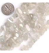 HAAMIIQII 5-8mm Natural White Moonstone Chips Beads Genuine Real Irregular Freeform Chip Loose Ge...