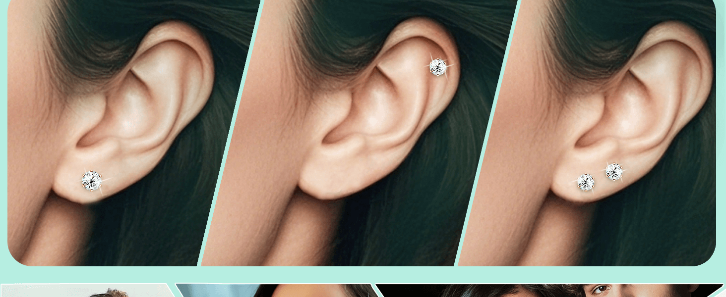 12 Pcs Ear Piercing Kit Disposable Ear Piercing Gun Kit with 4 Pcs 6 Prong Setting Cubic Zirconia